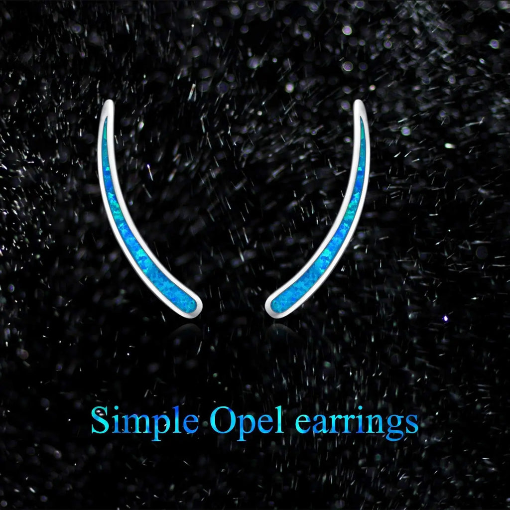 925 Sterling Silver Ear Climbers Earrings for Women Created Opal Earrings for Women Crawler Earrings Jewelry Birthday Valentines Day Gifts for Mom Wife Her