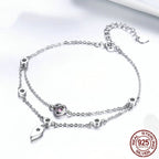 Fashion Bracelet Women's 925 Inlaid Pink Zircon Silver Bracelet