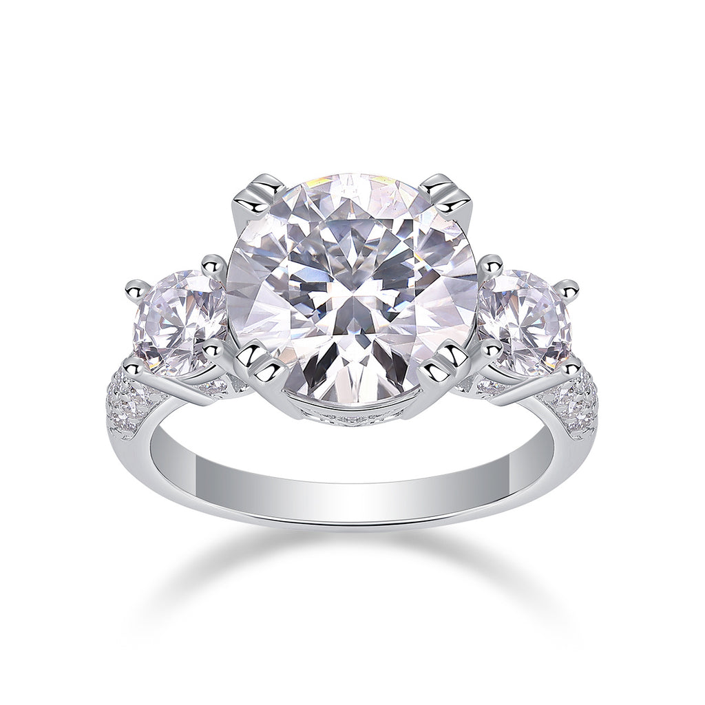 Dazzling Stars - 5-carat Moissan Diamond S925 Sterling Silver And Platinum-plated Diamond Ring