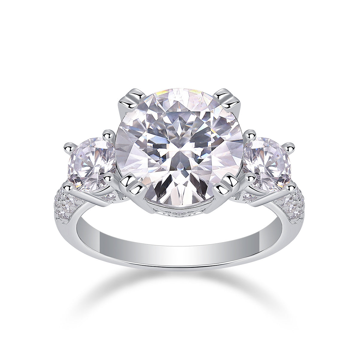 Dazzling Stars - 5-carat Moissan Diamond S925 Sterling Silver And Platinum-plated Diamond Ring