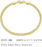 14K Gold 3Mm Classic Cuban Bracelet