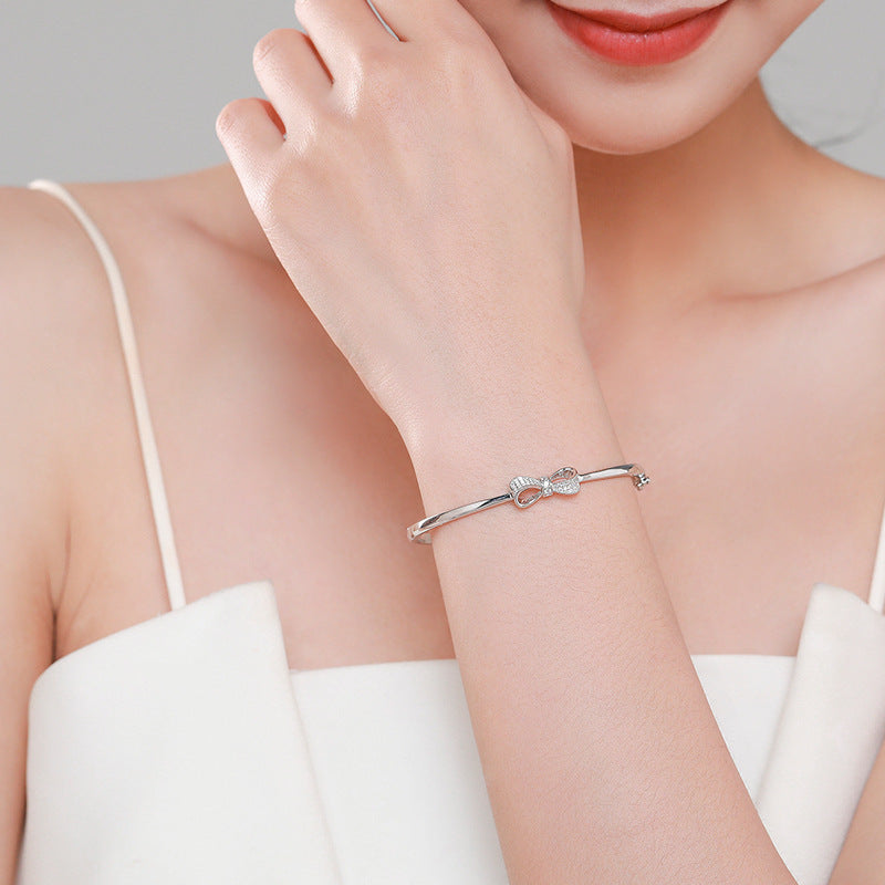 S925 Sterling Silver Bow Bracelet All-match Jewelry