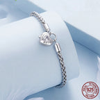Simple Heart-shaped S925 Silver Heart Lock Bracelet
