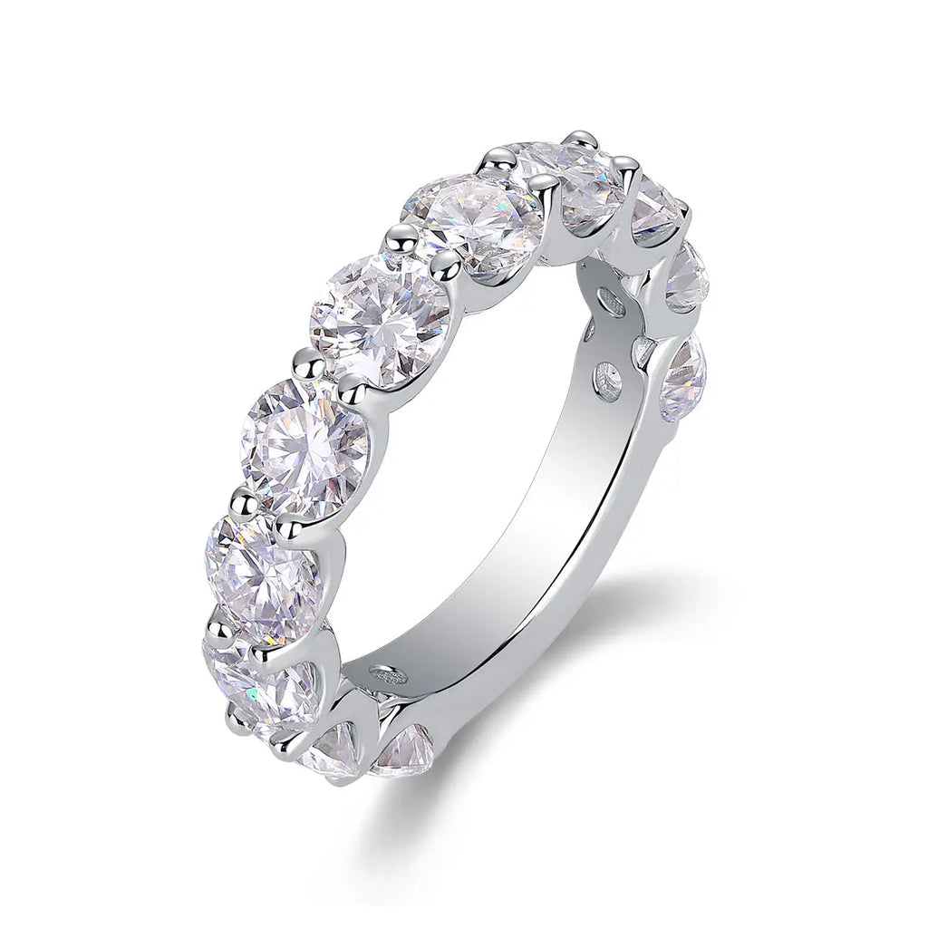 1Dazzling Moments Ring Moissanite S925 Sterling Silver and Platinum-Plated Diamond 