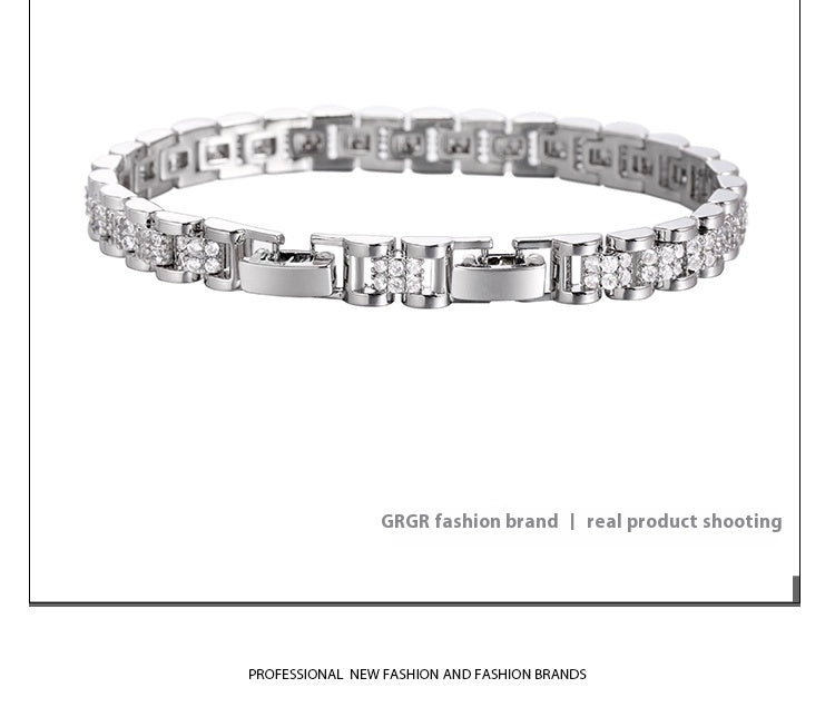 Platinum-plated Diamond Tennis Chain Bracelet