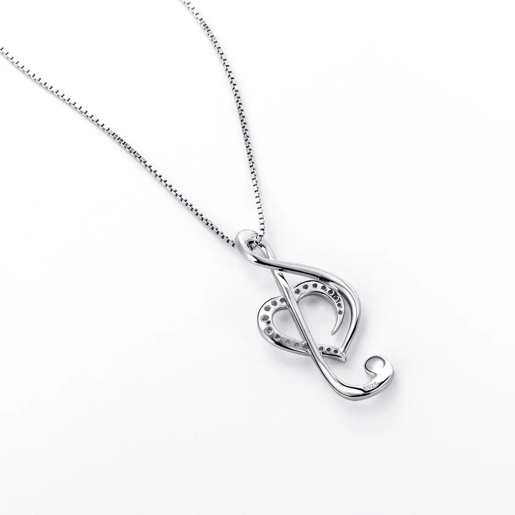 Musical Note Necklace Pendant 925 Sterling Silver