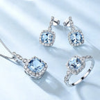 Blue Topaz Jewelry Set – Elegant Sterling Silver Necklace and Earrings NP Collection