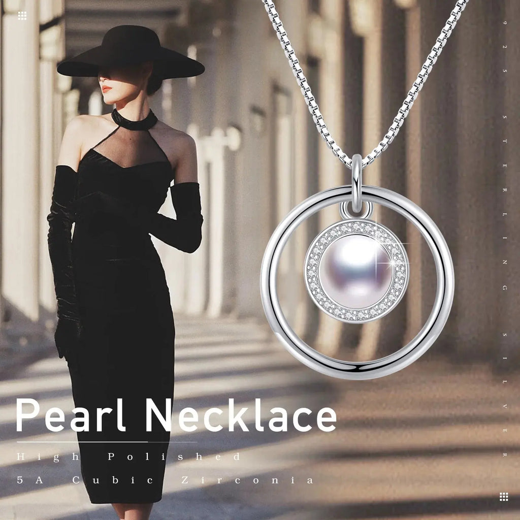 Pearl Necklace 925 Sterling Silver Pendant Necklace