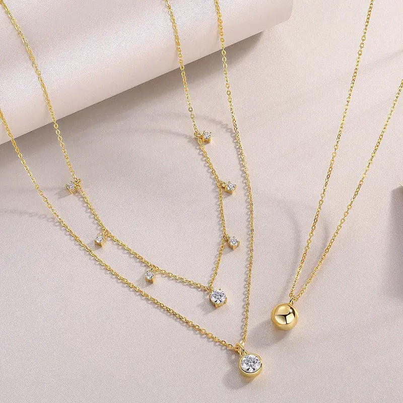 1-Carat Luxury Minimalist Moissanite S925 Gold-Plated Silver Pendant Necklace NP Collection