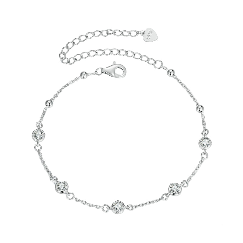 S925 Sterling Silver Simple Classic Starry Moissanite Bracelet