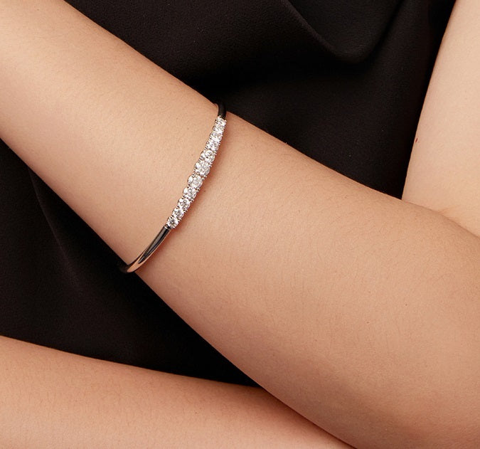 All-match High-grade S925 Sterling Silver Moissanite Open Elastic Bracelet