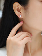 Sweetheart French - Moissanite S925 Sterling Silver And Platinum-plated Stud Earrings