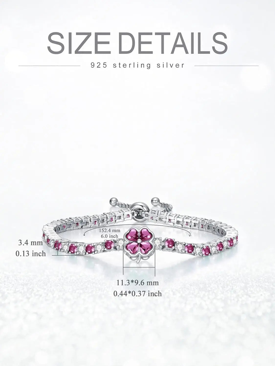3.4Mm CZ Tennis Bracelet 925 Sterling Silver 