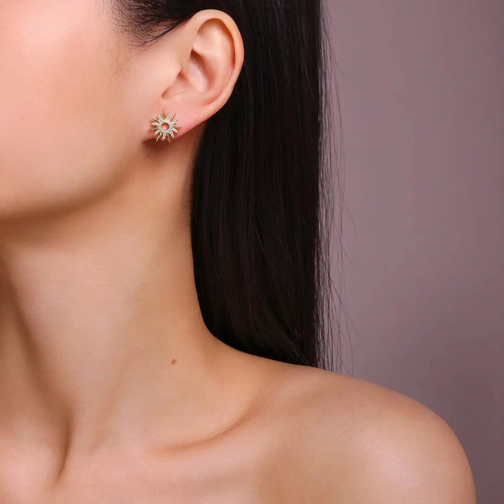 Moissanite Luxury and Fashionable Light Luxury Silver Stud Earrings – S925 Gold Electroplated - N&P Colletion