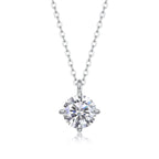 1Round and Smooth Diamond Jewelry Piece Set with 2-Carat Moissan Diamonds, S925 Sterling Silver and Platinum-Plated Pendant 