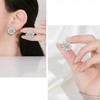 1CT Moissanite Snowflake Sunflower Earrings 925 Silver