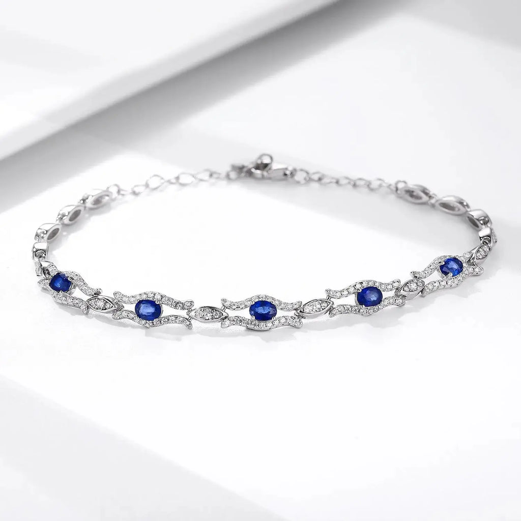Natural Sapphire Bracelet for Women – S925 Sterling Silver Gemstone Jewelry, Premium Original Design NP Collection