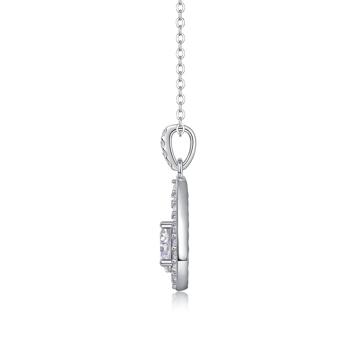 1Heart Charm Diamond Jewelry Piece Set with 1-Carat Moissan Diamond S925 Sterling Silver and Platinum-Plated Pendant