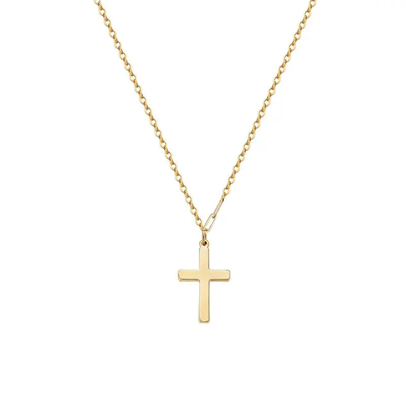 14K Gold Plated Small Cross Pendant Necklace