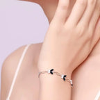 S925 Sterling Silver Purple Butterfly Bracelet, Adjustable 