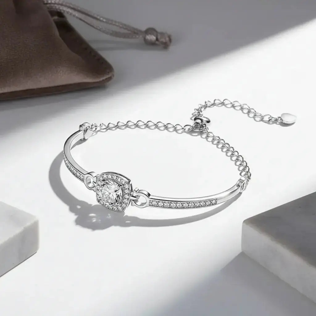 1 Carat Moissanite Square Bag Bracelet 925 Sterling