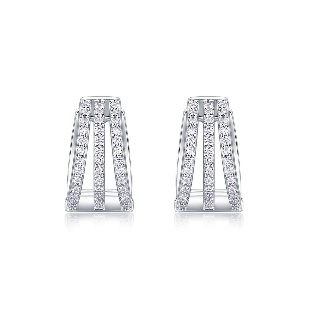 Diamond Earrings Stud Inlaid With Mosan Diamond Silver Jewelry