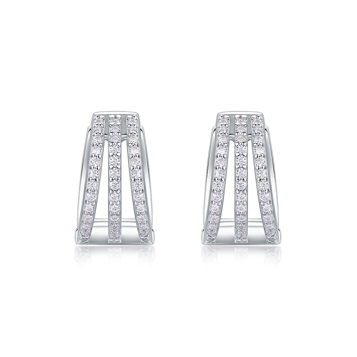 Diamond Earrings Stud Inlaid With Mosan Diamond Silver Jewelry