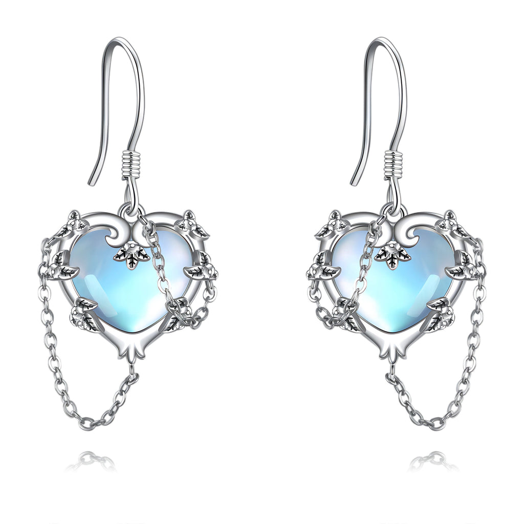 Heart Moonstone Earrings 925 Sterling Silver