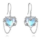 Heart Moonstone Earrings 925 Sterling Silver