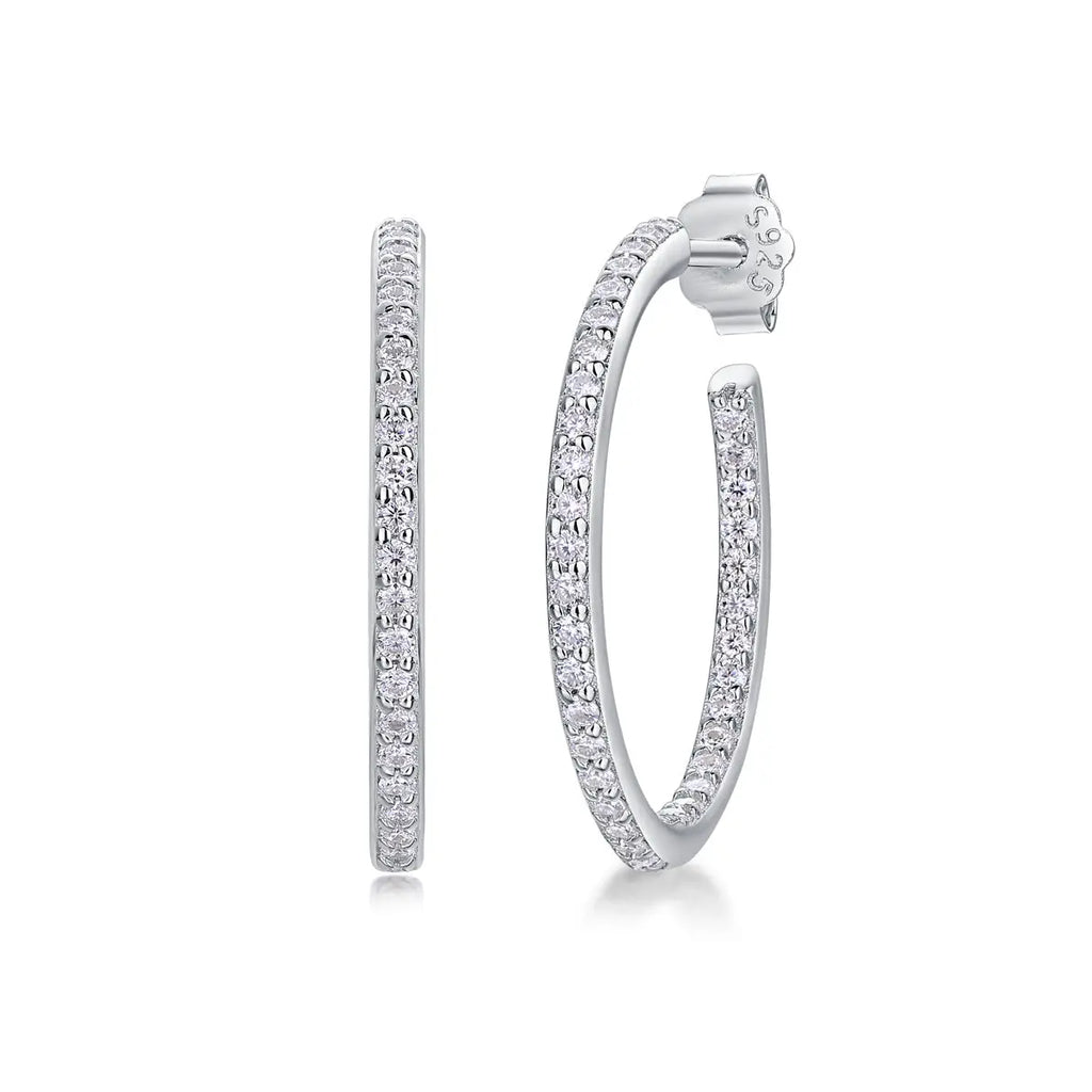 1Ribbon - Square Moissanite S925 Sterling Silver Earrings with Platinum-Plated Stud Earrings