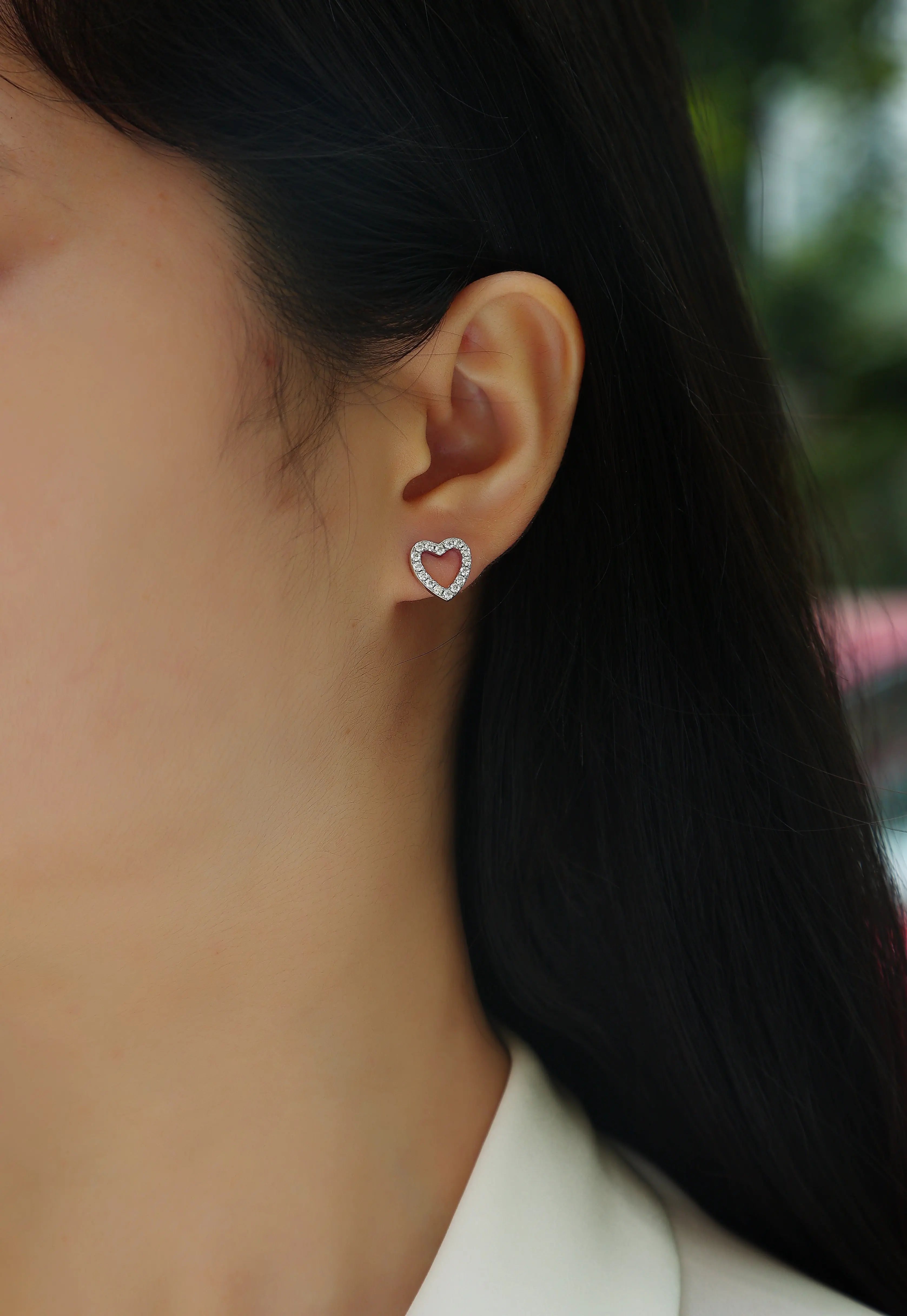 From the Heart - Moissanite S925 Sterling Silver and Platinum-Plated Stud Earrings 