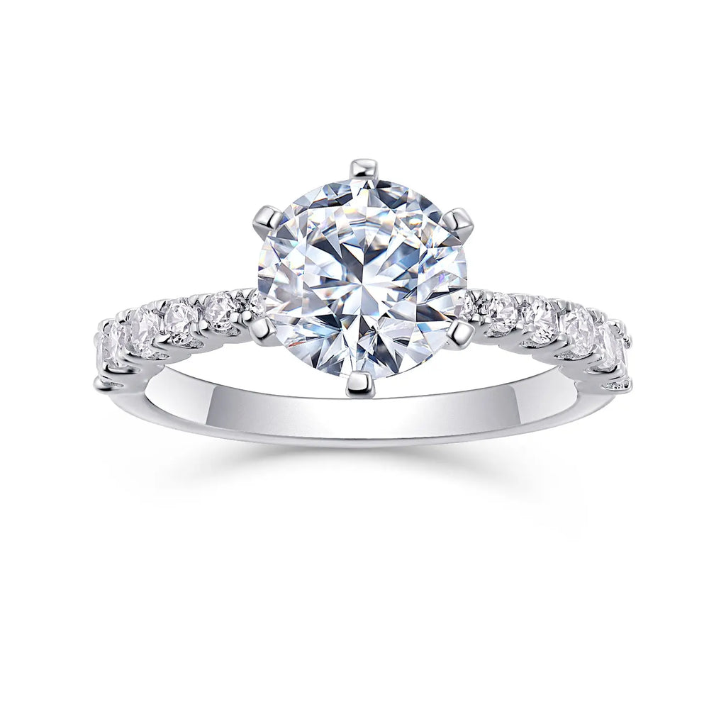Large Diamond Moissanite Silver  Ring 