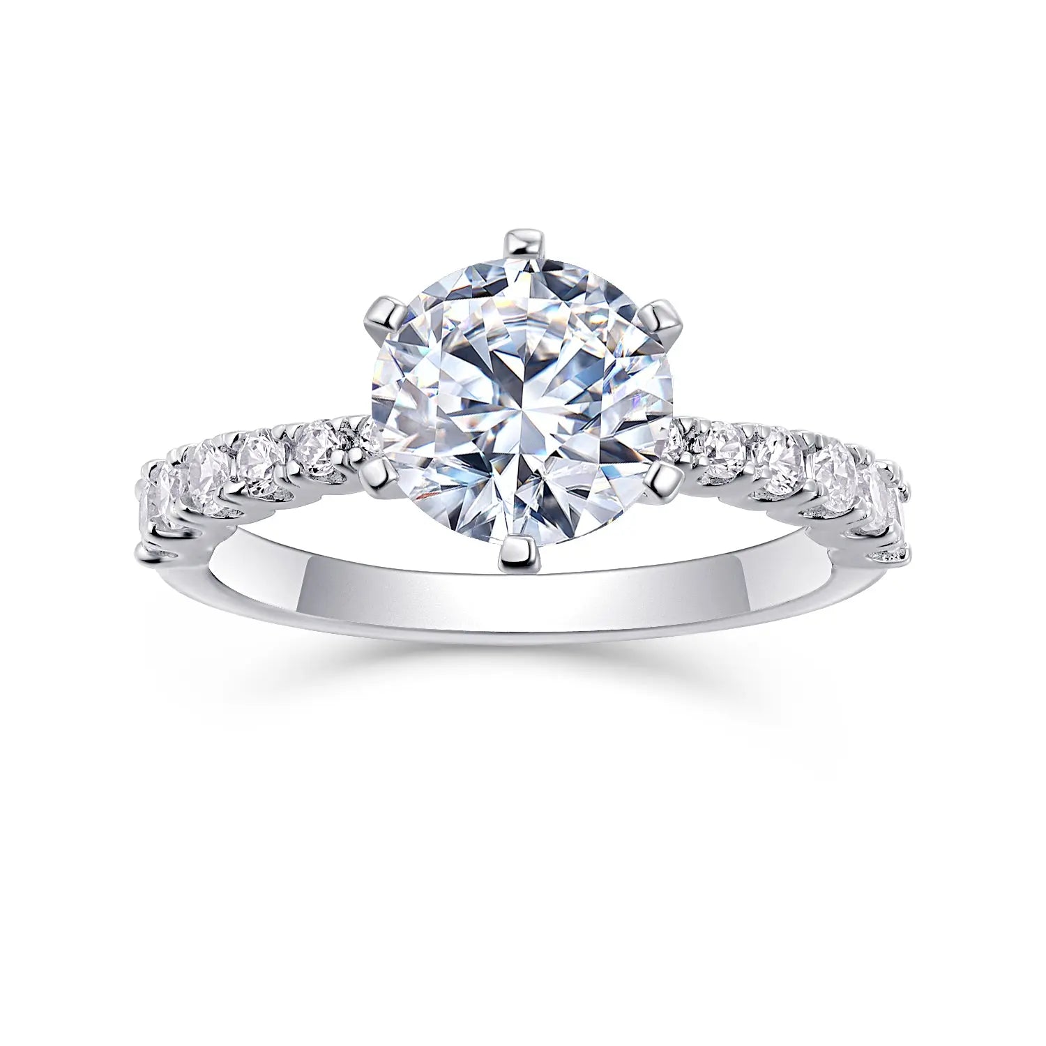 Large Diamond Moissanite Silver  Ring 