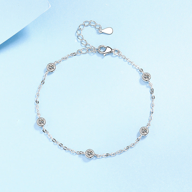Sterling Silver Moissanite Simple Elegant Bracelet