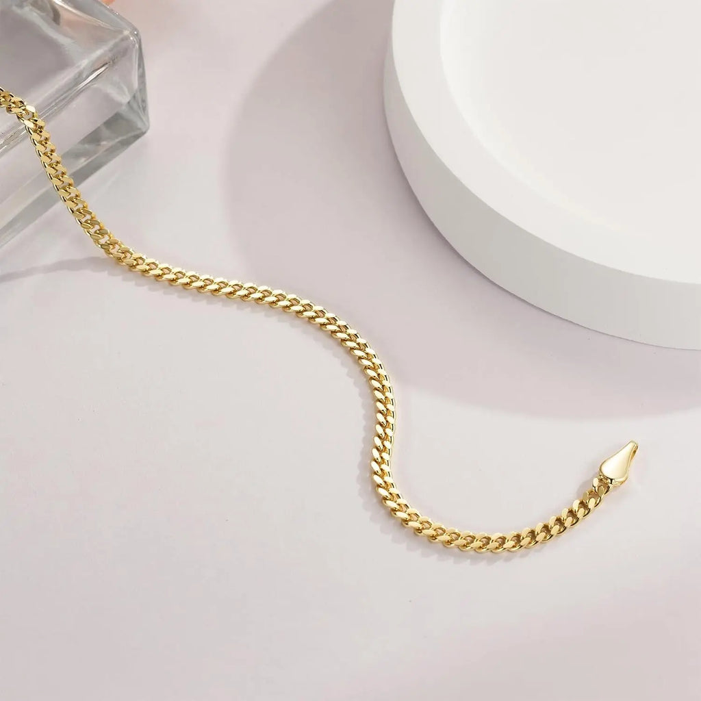 14K Gold 3Mm Classic Cuban Bracelet