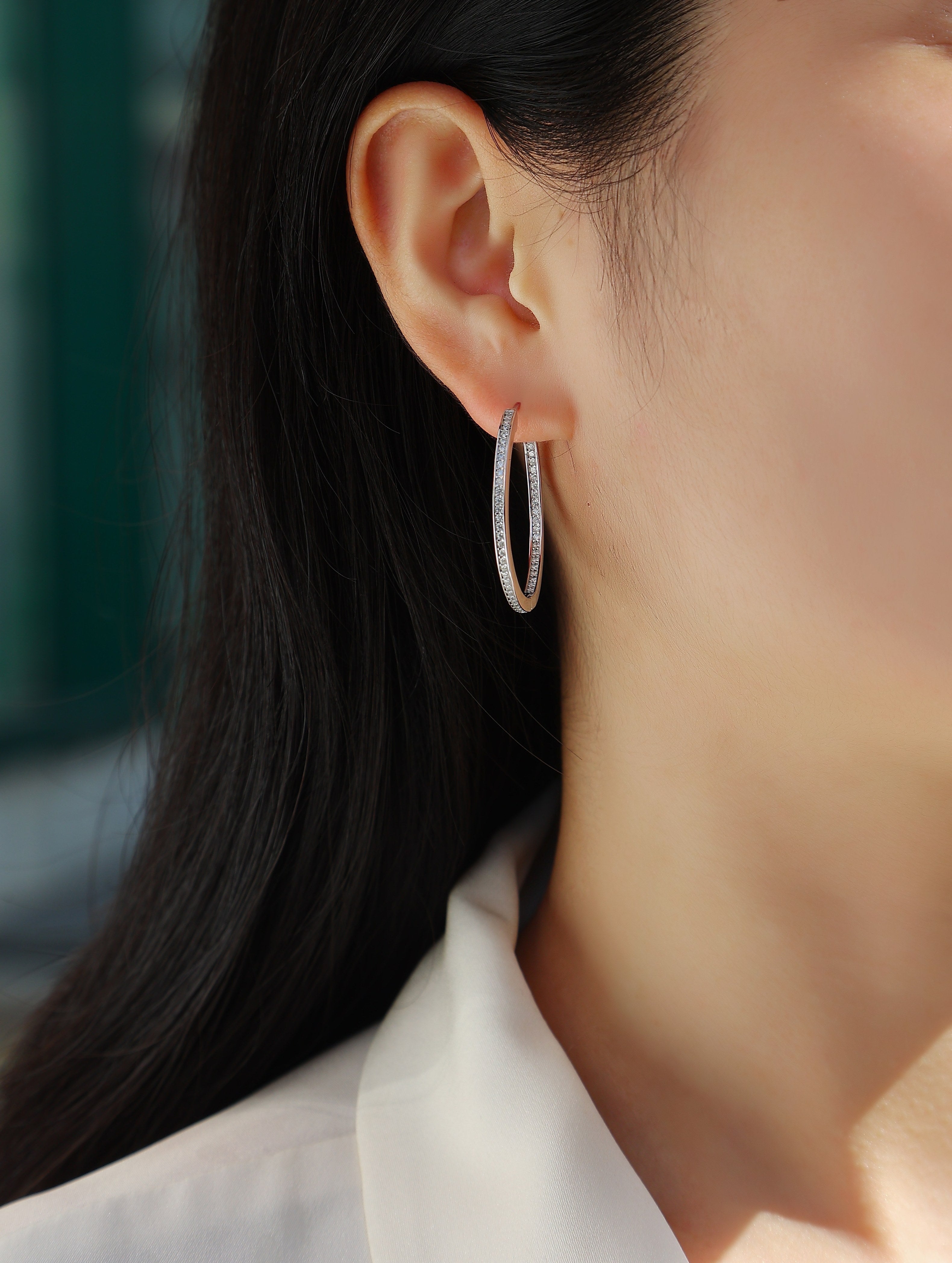 Moon Sea - Moissanite S925 Sterling Silver And Platinum-plated Stud Earrings