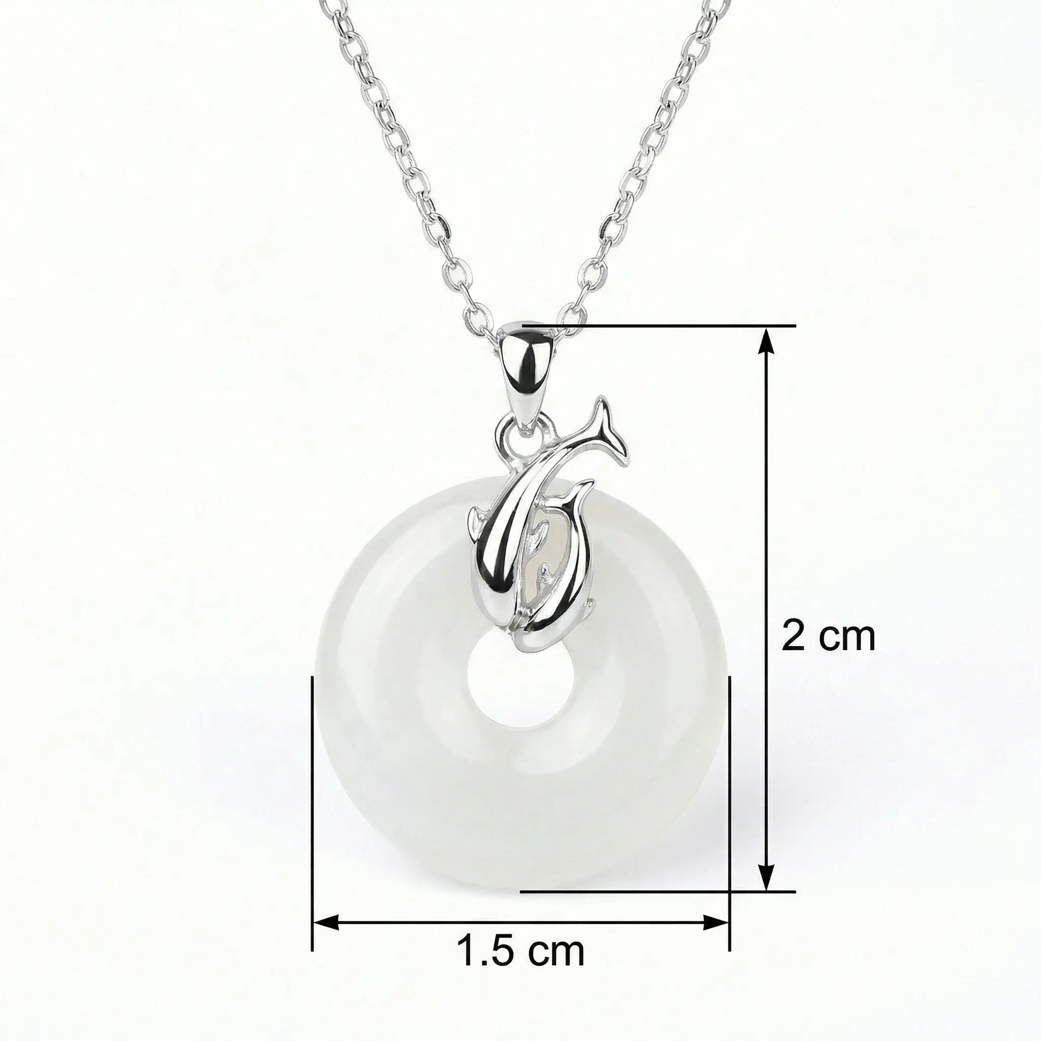 925 Sterling Silver Elegant Sterling Silver Dolphin and White Round Gemstone Pendant Necklace NP Collection