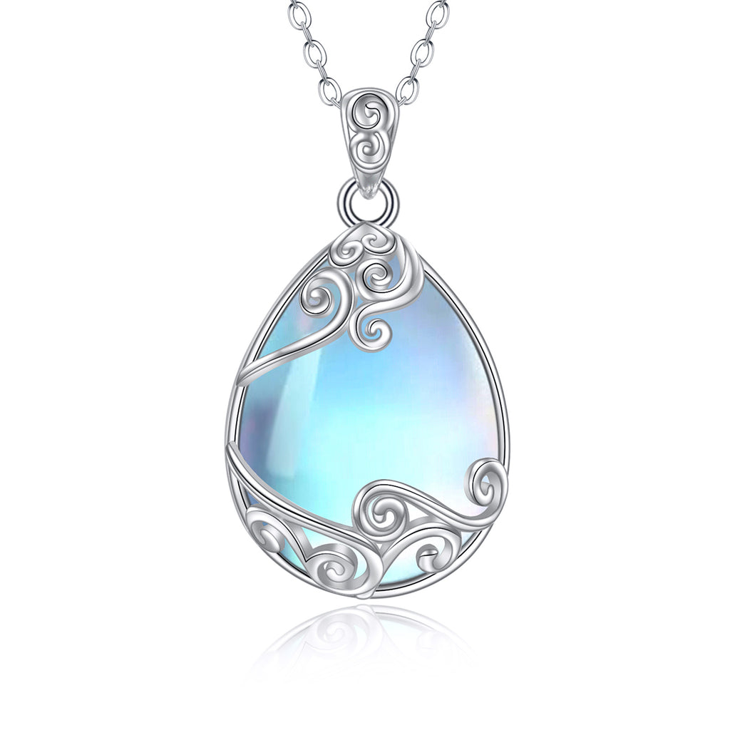 Sterling Silver Filigree Moonstone Pendant Necklace
