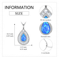 Sterling Silver Blue Opal Teardrop Necklace