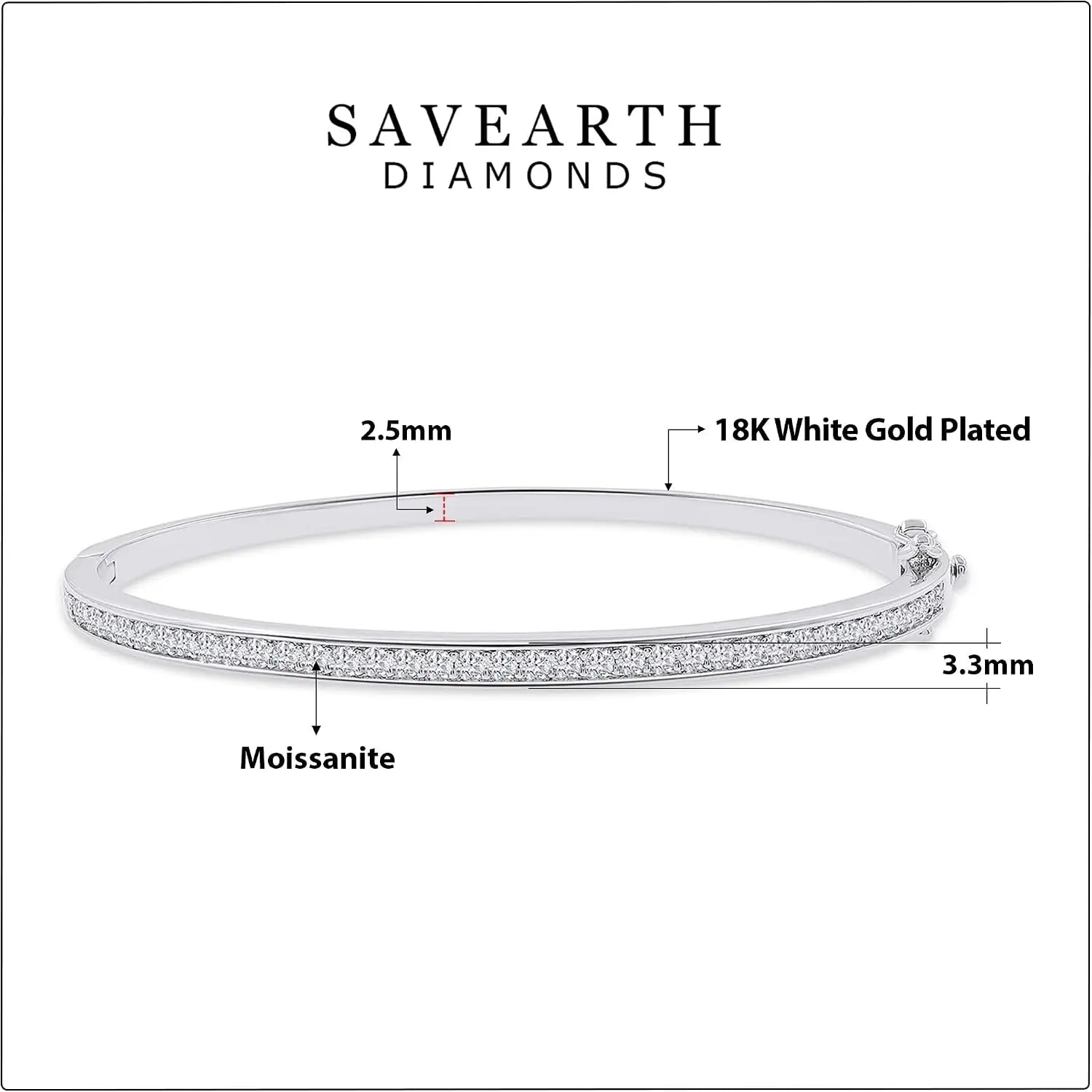 3.3MM Bangle Classic Tennis Bracelet 18K Gold Plated 1.00 CT