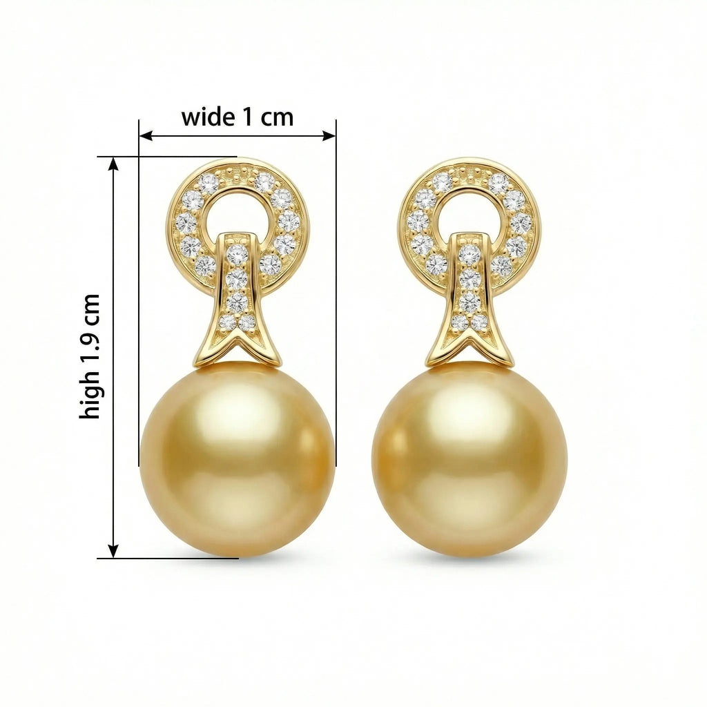 925 Sterling Silver Elegant South Sea Pearl Drop Earrings Featuring Shimmering CZ Accents and a Timeless Design