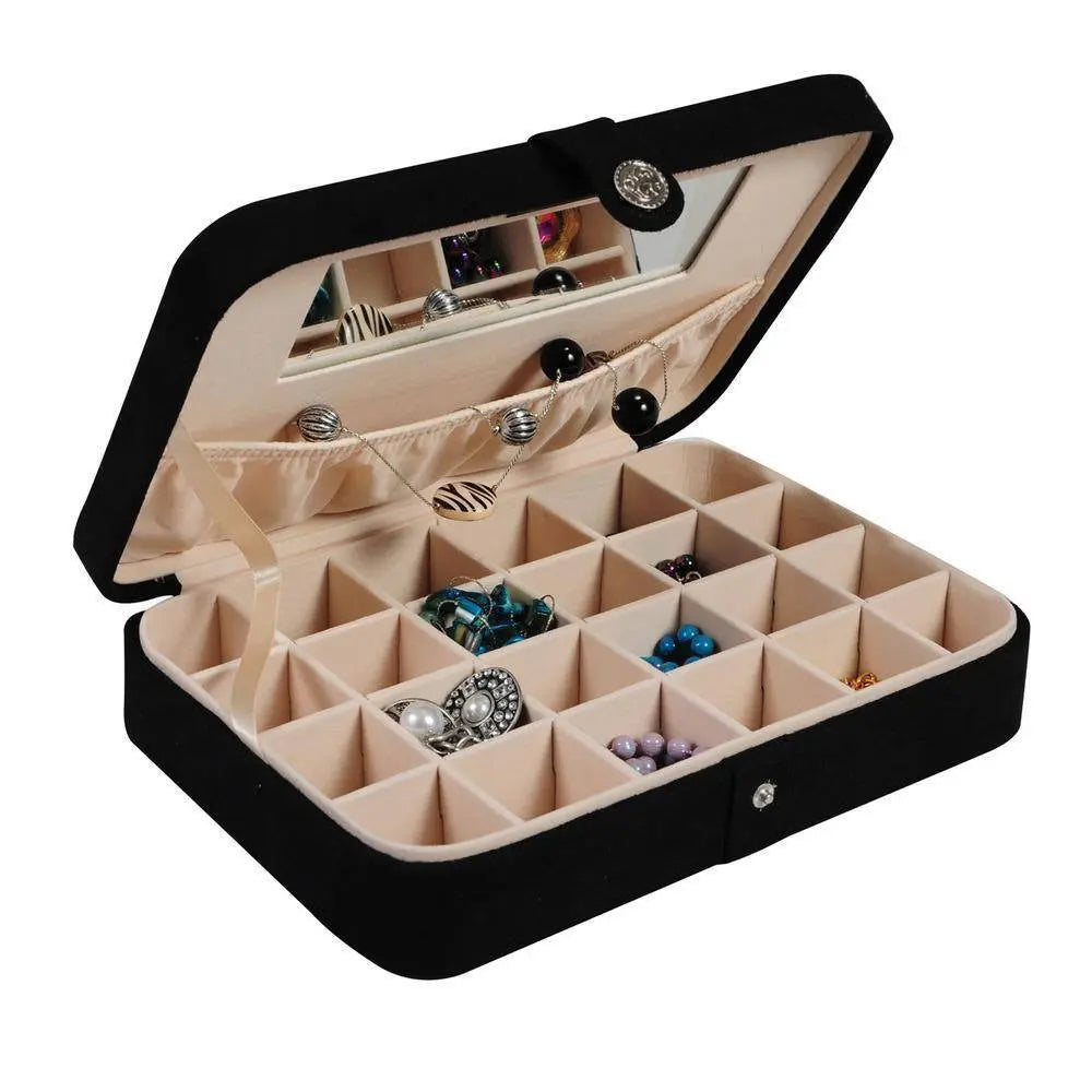 Maria Black Plush Fabric Jewelry Box