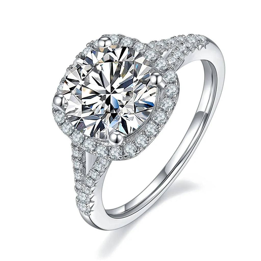 A 3-carat Luxury And Fashionable Light Luxury Jewelry Silver Ring With Top-quality Moissanite, S925 Silver Plated With Platinum NP Collection