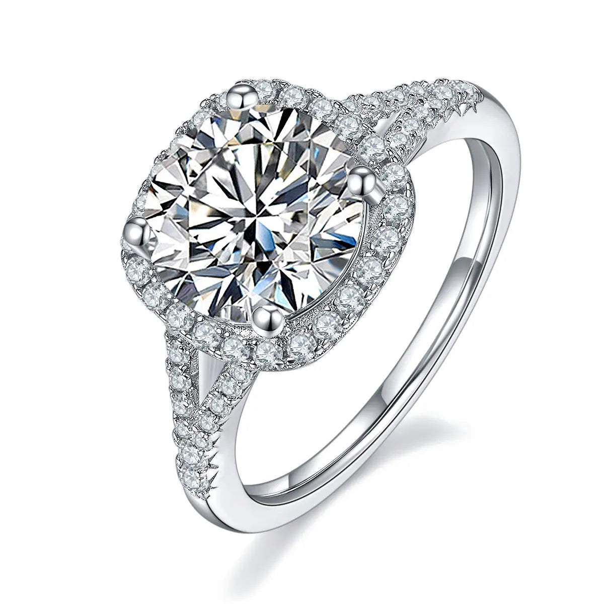 A 3-carat Luxury And Fashionable Light Luxury Jewelry Silver Ring With Top-quality Moissanite, S925 Silver Plated With Platinum NP Collection