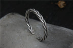 Vintage Woven Hemp Rope Bracelet in Sterling Silver S925
