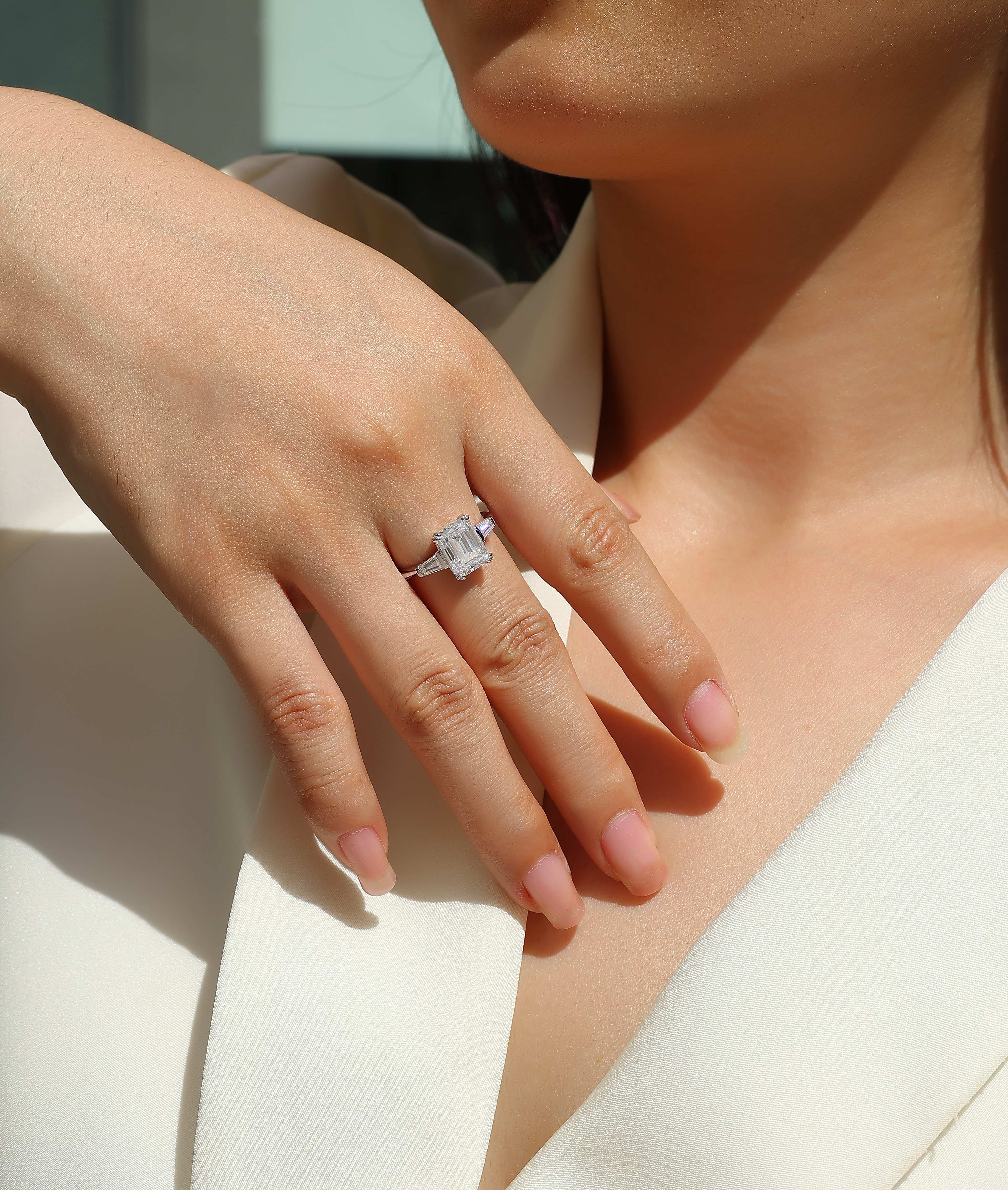 Starry Sky Mirror - Moissanite S925 Sterling Silver And Platinum Diamond Ring