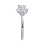 Large Diamond Wedding Ring with Moissanite Silver Ring 