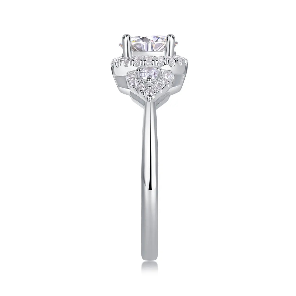 Large Diamond Wedding Ring with Moissanite Silver Ring 