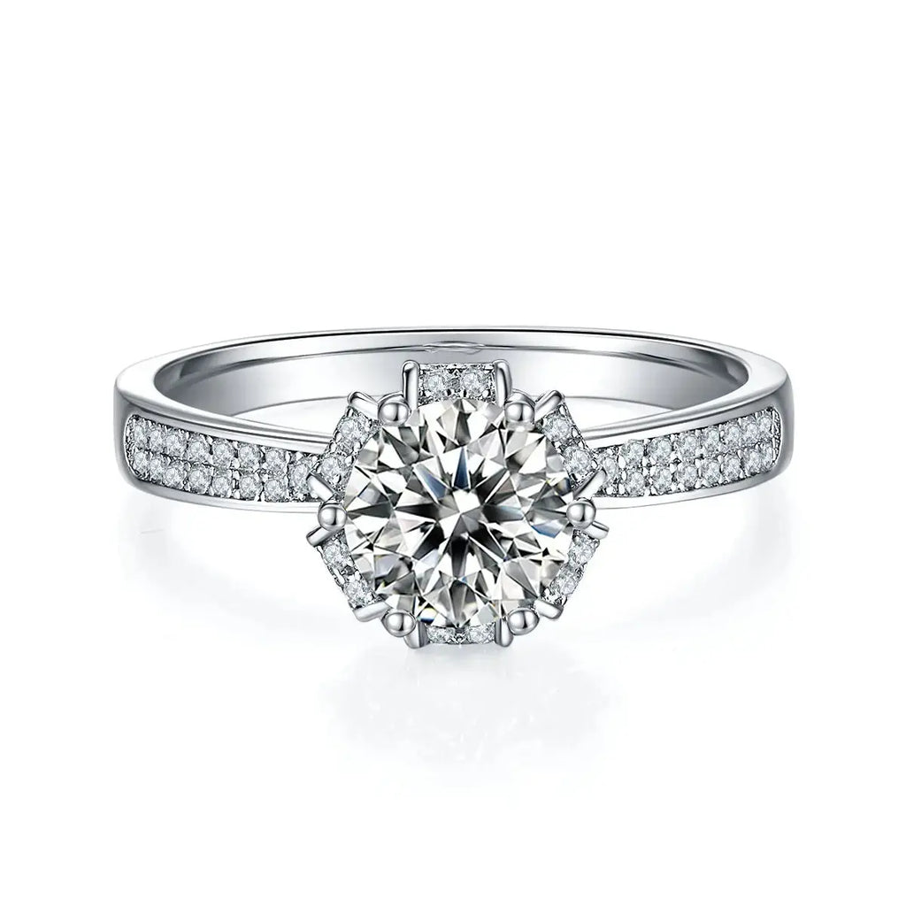 1-carat Luxury And Fashionable Light Luxury Jewelry Silver Ring Set With Top-quality Moissanite, S925 Silver Plated Platinum NP Collection