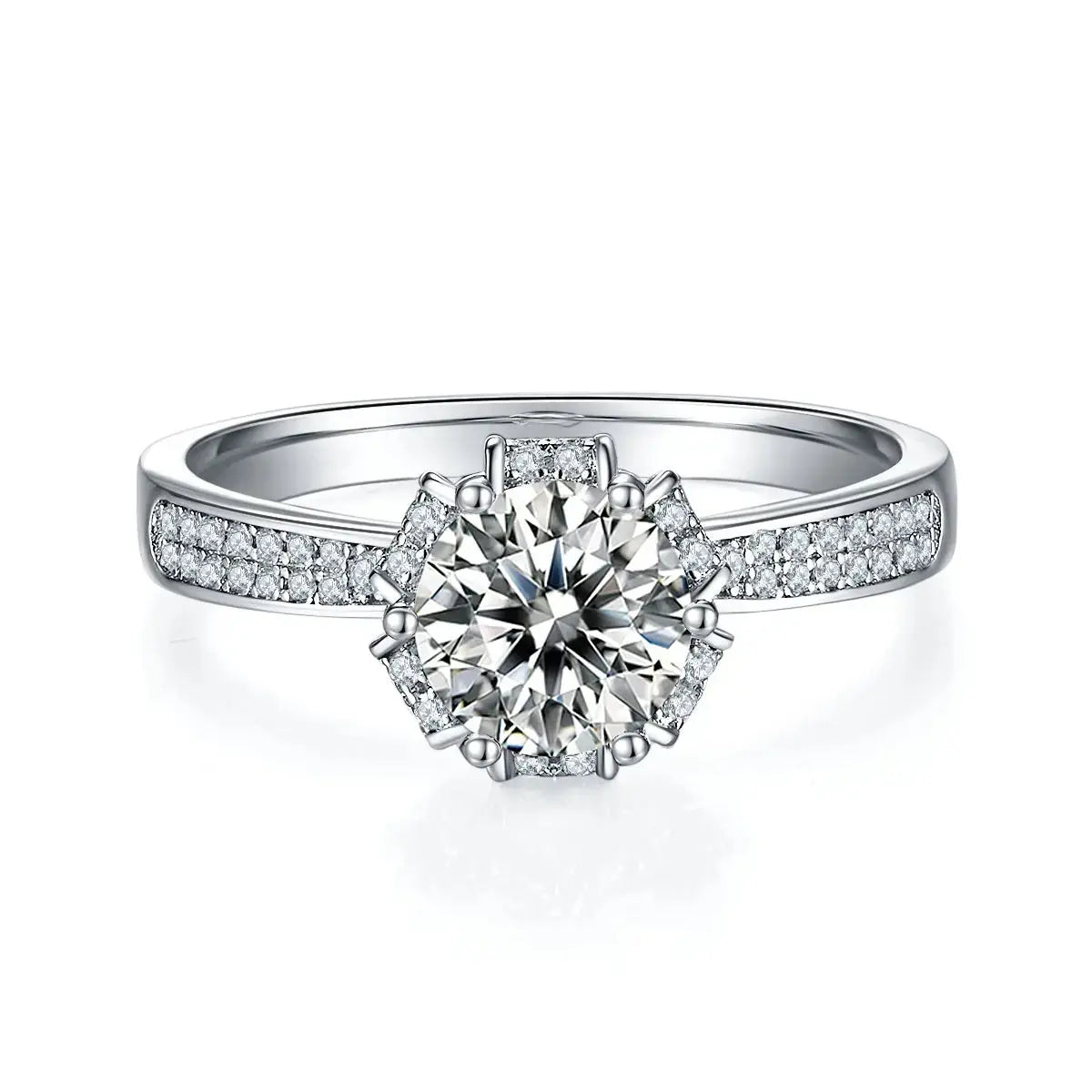 1-carat Luxury And Fashionable Light Luxury Jewelry Silver Ring Set With Top-quality Moissanite, S925 Silver Plated Platinum NP Collection